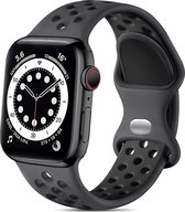 Podec Smartwatch Zwarte Siliconen Strap M/L - Geschikt voor Apple Watch - Bandje Geschikt voor iWatch 42 / 44 / 45 / 49 mm - Geschikt voor Series 1/2/3/4/5/6/7/SE