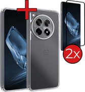 Hoesje Geschikt voor OnePlus 12R Hoesje Siliconen Case Hoes Met 2x Screenprotector - Hoes Geschikt voor OnePlus 12R Hoes Cover Case - Transparant