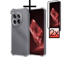 Hoesje - Met Screenprotector - 2 Stuks - Geschikt voor OnePlus 12 - Sterk & Shockproof - Siliconen Case - Back Cover - Telefoon Hoes - Shock Proof - Transparant