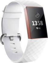 Jumada's - Bandje Voor Fitbit Charge 3 & 4 Sport Wafel Band - Wit - Maat: SM - Horlogebandje, Armband
