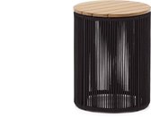 Kave Home - Table d'appoint Dandara en acier, corde noire et bois d'acacia massif Ø40 cm FSC 100%.