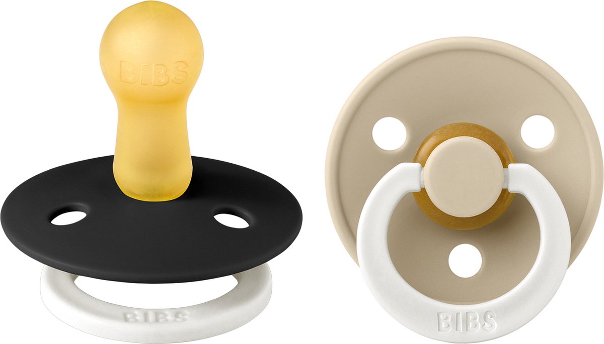 Goedkoopste Bibs Fopspeen Round Black / Vanilla Glow Size 2 (2-Pack