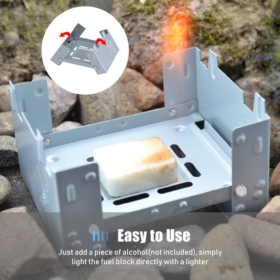 Foldable Thickened Solid Alcohol Fuel Camping Stove - Mini Oven for Solo Camping, Hiking, Picnic, BBQ — afbeelding 3
