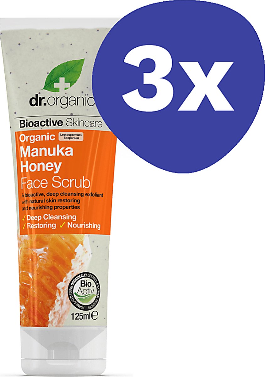 Goedkoopste Dr Organic Manuka Honing Gezichtsscrub (3x 125ml