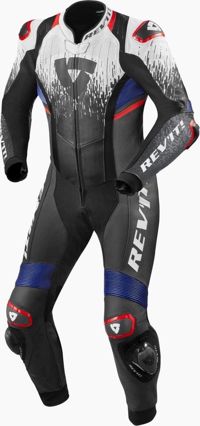 Foto: Rev it quantum 2 white blue one piece racing suit 48 maat racepak