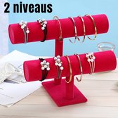 Allernieuwste.nl® 2-Laags Armband Display Sieraden Rek Sieradenstandaard met 2 Niveaus Kleur Fuchsia - 23.5/26 cm x 5 cm - Fuchsia