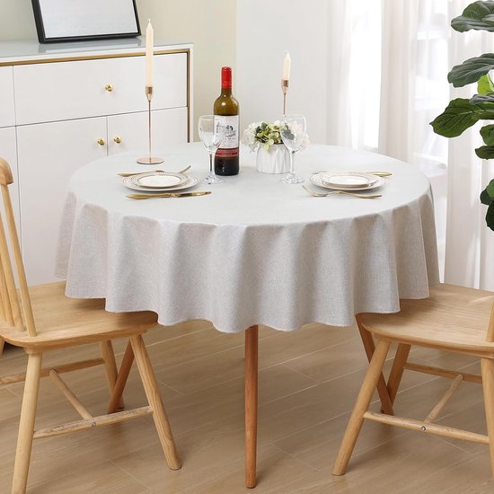 Hiasan Tafelkleed in linnenlook, rechthoekig, waterafstotend, tafellinnen, 1 stuk, 110 x 140 cm, beige