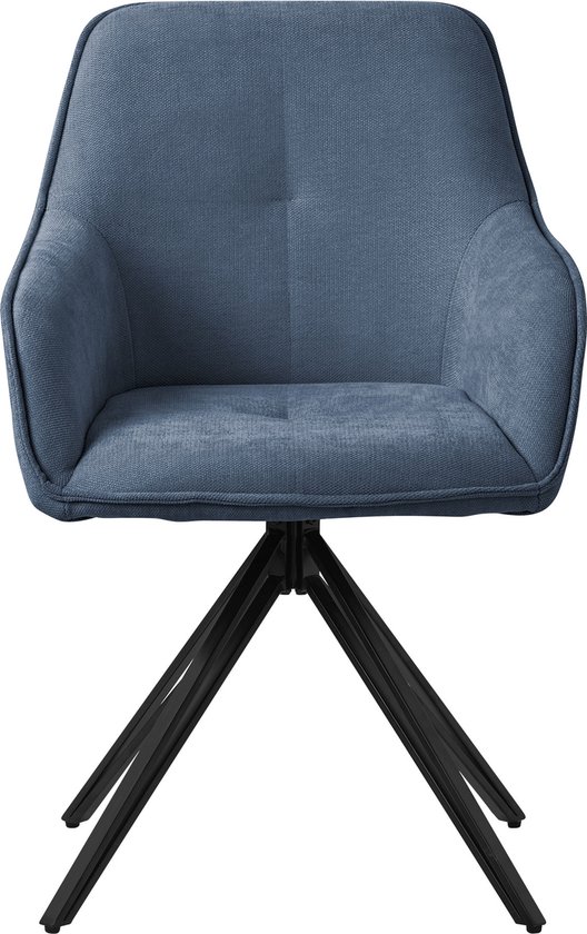 Lot De 4 Chaises Pivotantes Design Bleu Et Beige - Salon Ou Salle à Manger - Style Moderne