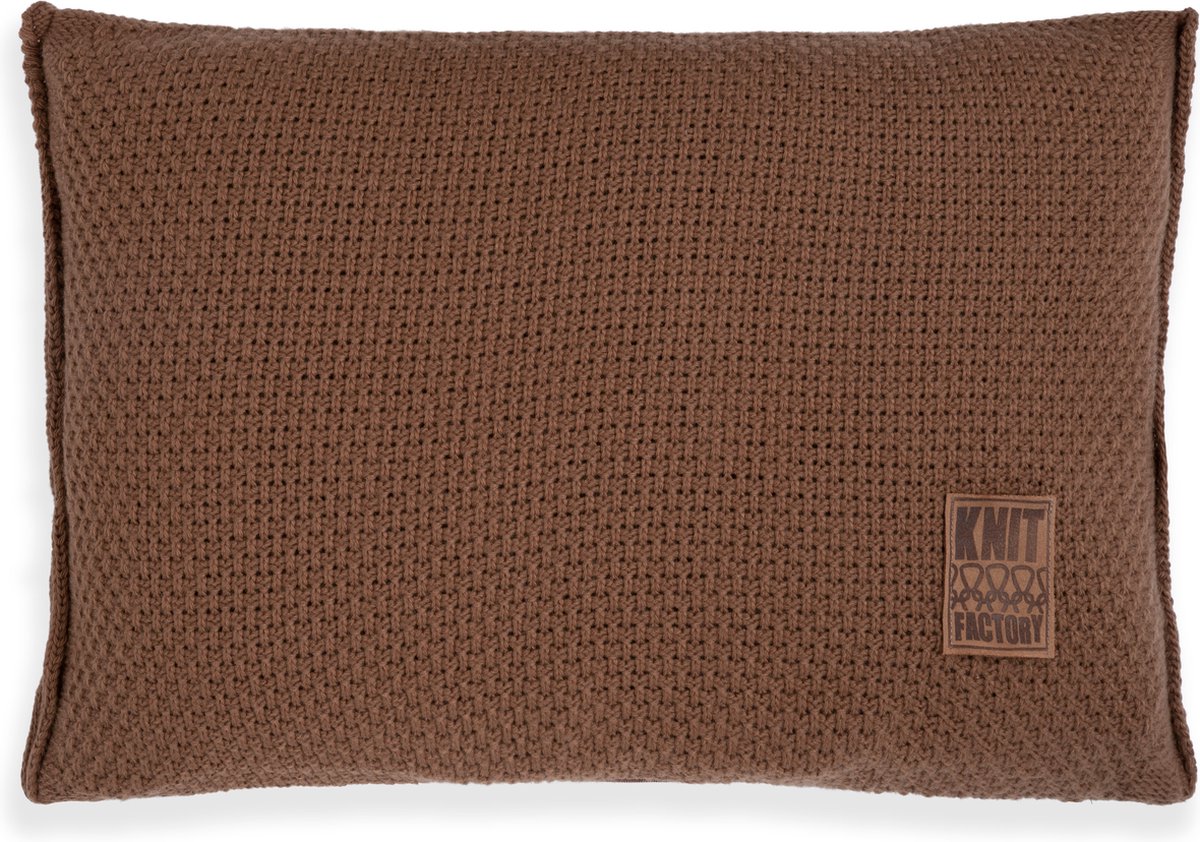 Knit Factory Jesse Sierkussen - Rechthoekig kussen - Kussen woonkamer - Bank kussen - Decoratie kussen - Tobacco - 60x40 cm - Kussenhoes inclusief kussenvulling