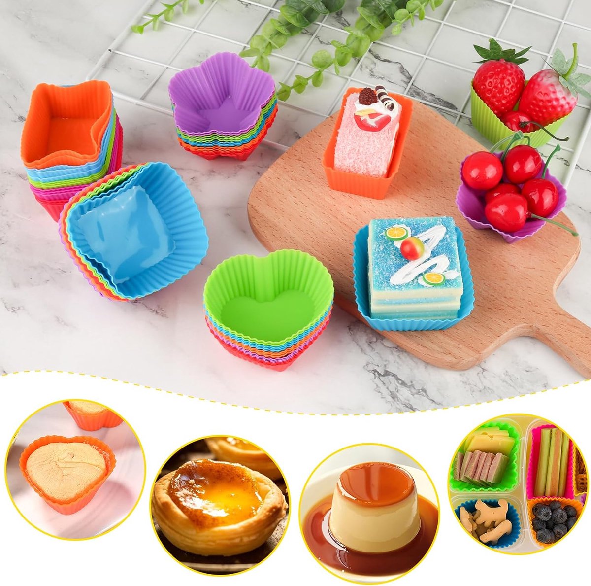 4Pcs Moules Muffins Silicone, Moule Muffins En Réutilisables