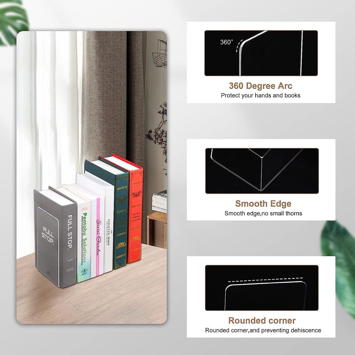 Set van 8 boekensteunen, Heldere Acryl Boekensteunen, Heldere Boekensteunen, Heldere Tafel Displays voor School, Thuis, Kantoor, Bibliotheek