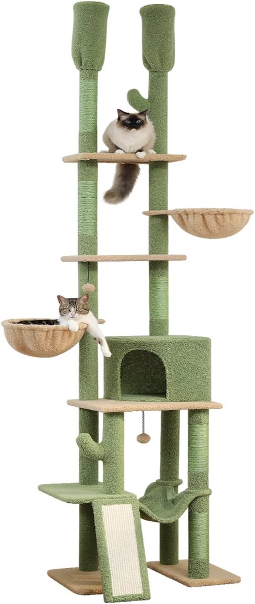Stellar Kattenkrabpaal - Krabpaal - Katten Huis - Premium Cactus Kattentoren - 7 Lagen - Hoogte 216-285cm - Kattentoren - Katten Krabpaal - Kattenkrabpaal voor grote katten