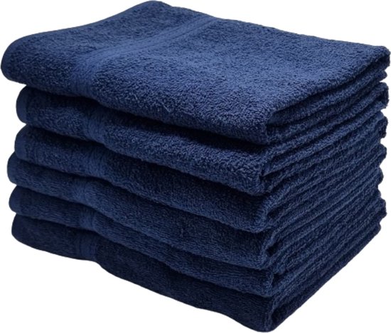 Handdoeken - Handdoekenset - Badhanddoeken - 70cm x 140cm - Set met 6 stuks - 450 gram per stuk - 100% Katoen - Donker Blauw
