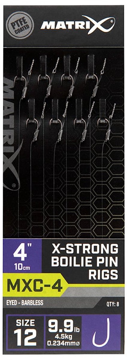 Matrix Onderlijn MXC-4 X-Strong Boilie Pin Rigs 10cm Eyed-Barbless (8 pcs) - Maat : Haak 16 - 0.180mm van Matrix — afbeelding 3