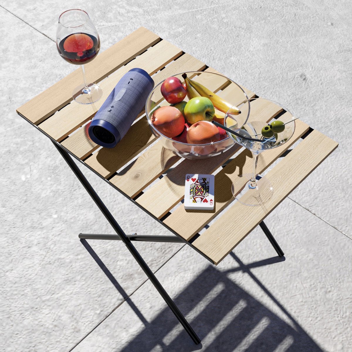 Tuintafel Cavallino opvouwbaar 60x40x57 cm zwart en naturel