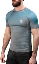 Hayabusa Fusion Short Sleeve Rashguard - grijs/aquablauw - maat M