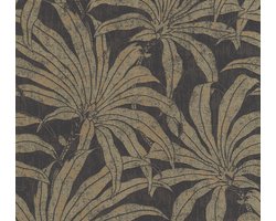 JUNGLE BLOESEM BEHANG | Botanisch - Zwart Goud Brons - A.S. Création Jade 2
