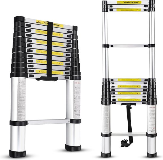 Foto: Telescopische ladder telescopische vouwladder 2 6 werkhoogte aluminium 2 6m