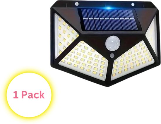 Brightify - Buitenlamp Met Bewegingssensor - 1 Stuk -Tuinverlichting - Solar Wandlamp - Zonne-energie - 100 LED - Waterdicht- Stofdicht
