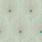 Papier peint Nature Profhome 369713-GU papier peint intissé légèrement texturé avec motif exotique vert bleu or mat 5,33 m2