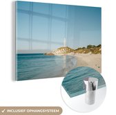 MuchoWow® Glasschilderij 180x120 cm - Schilderij acrylglas - Eiland met vuurtoren - Foto op glas - Schilderijen