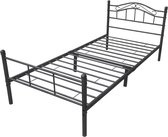 In And OutdoorMatch Metalen bedframe Berry - incl. Bedbodem - 90x200 cm - Zwart - Staal - Stijlvol design