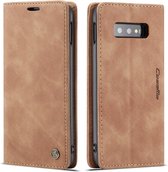 CaseMe Book Case - Geschikt voor Samsung Galaxy S10e Hoesje - Bruin