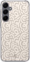 Casimoda® hoesje - Geschikt voor Samsung Galaxy A55 - Ivory Abstraction - Shockproof case - Extra sterk - TPU/polycarbonaat - Bruin/beige, Transparant
