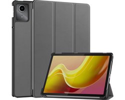 Hoes - Geschikt voor Lenovo Tab M11 (11 inch) - Dun & Stevig - Trifold Bookcase - Hard Cover - Hardcover Book Case - Tablet Hoesje - Grijs