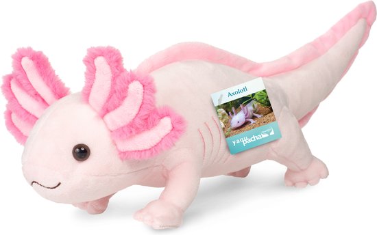 Hermann Teddy Knuffeldier Axolotl salamander - zachte pluche stof - premium knuffels - roze - 36 cm