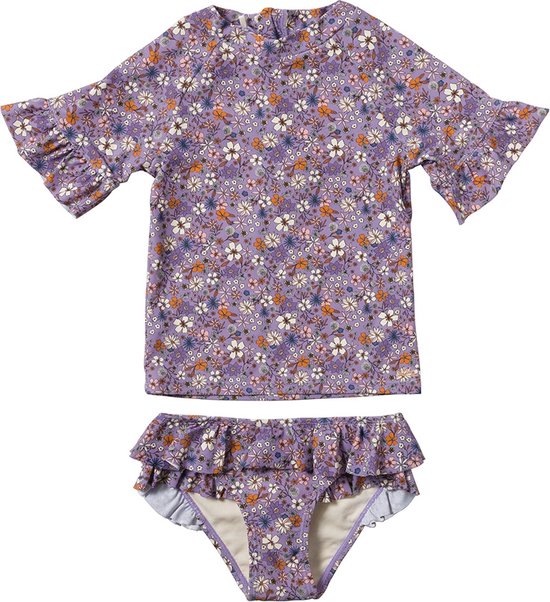 Ensemble t-shirt de bain Your Wishes UV50 Suzanne fleurs craie violet | Histoires salées 110-116