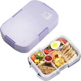 Lunchbox voor kinderen, Bento-boxen, voedselopslagcontainers met 6 vakken voor kinderen, volwassenen, werk, school, magnetron en vaatwasserbestendig (paars)