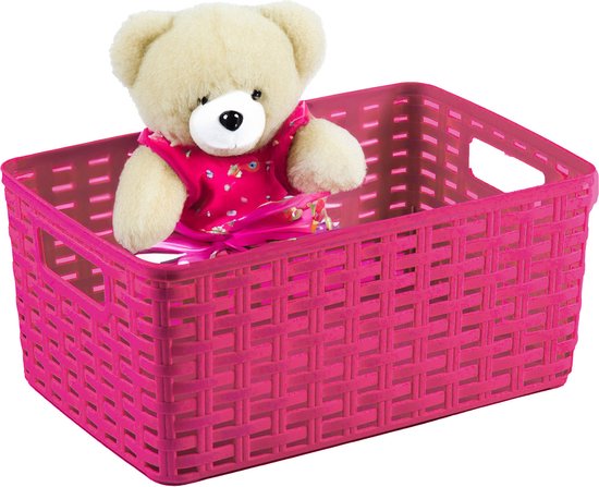 Cestino Portatutto In Rattan Di Plastica Plastic Forte – 10 Litri, 22x33x16 Cm, Colore Wengé, Con Maniglie, Per Interni/Esterni