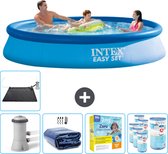 Intex Rond Opblaasbaar Easy Set Zwembad - 366 x 76 cm - Blauw - Inclusief Pomp Solarzeil - Onderhoudspakket - Filters - Solar Mat
