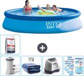 Intex Rond Opblaasbaar Easy Set Zwembad - 396 x 84 cm - Blauw - Inclusief Pomp Solarzeil - Zoutwatersysteem - Filters - Zwembadzout
