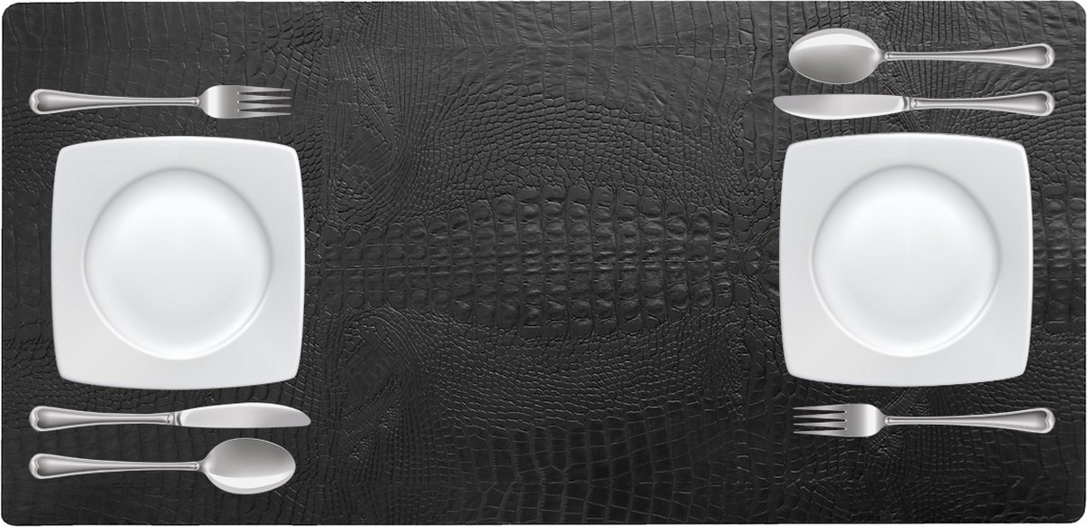 NOOBLU Tafelloper DUBL - Croco Midnight black - Lengte: 85 cm, Aantal: 1 tafelloper