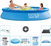 Intex Rond Opblaasbaar Easy Set Zwembad - 305 x 61 cm - Blauw - Inclusief Pomp Solarzeil - Onderhoudspakket - Filter - Grondzeil - Stofzuiger - Solar Mat