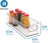 Transparante & koelkastorganizer, stapelbare voorraaddoos met handgrepen, kleine BPA-vrije transparante lade-organizer voor keuken
