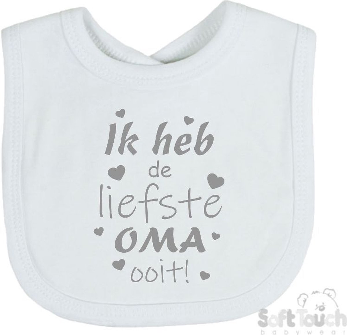 Goedkoopste Soft Touch Slabber Slabbetje Slab Ik heb de liefste Oma ooit! Moederdag Unisex Katoen Wit/grijs Maat 33x22 Cm