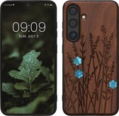 kwmobile coque de téléphone compatible avec Samsung Galaxy S24 - Coque avec bumper - bois - Au design nacre marron foncé lavande