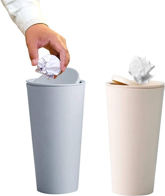 2 stuks auto-vuilnisemmer met pop-topdeksel, afdichting, mini-vuilnisemmer, auto-accessoires, voor bekerhouders in de console, auto, kantoor, thuis