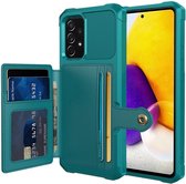 Casemania Hoesje Geschikt voor Samsung Galaxy A52 - Turquoise - Luxe Back Cover met Pasjeshouder - RFID Bescherming - Wallet Case