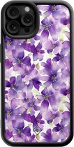 Casimoda® hoesje - Geschikt voor iPhone 12 Pro - Floral Violet - Effen telefoonhoesje met lensbescherming - TPU - Backcover - Paars