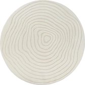 Ronde Vloerkleed Elio Japandi - Moderne laagpolig met hoog-diep-effect zacht abstract 3D-effect Crème-Ø 200 cm
