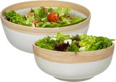 5Five - serveerschalen/saladeschalen - 2 stuks - wit - bamboe - rond