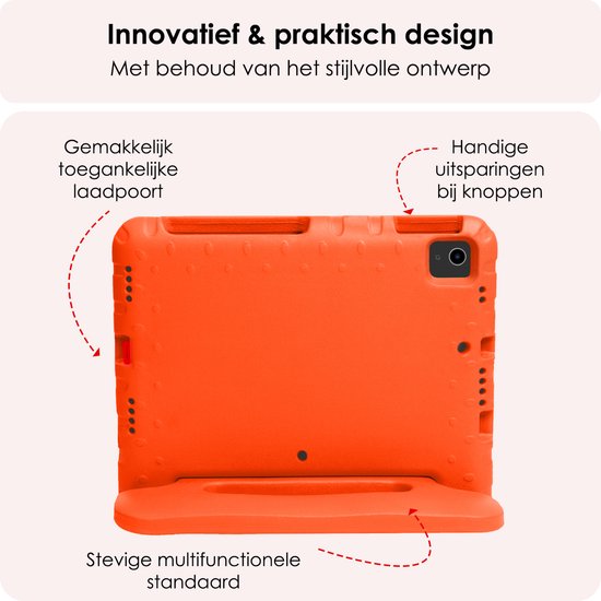 Étui pour iPad Air 2024 (11 pouces) Étui pour enfants Housse antichoc Housse pour Kids avec 2 films de protection d'écran - Oranje