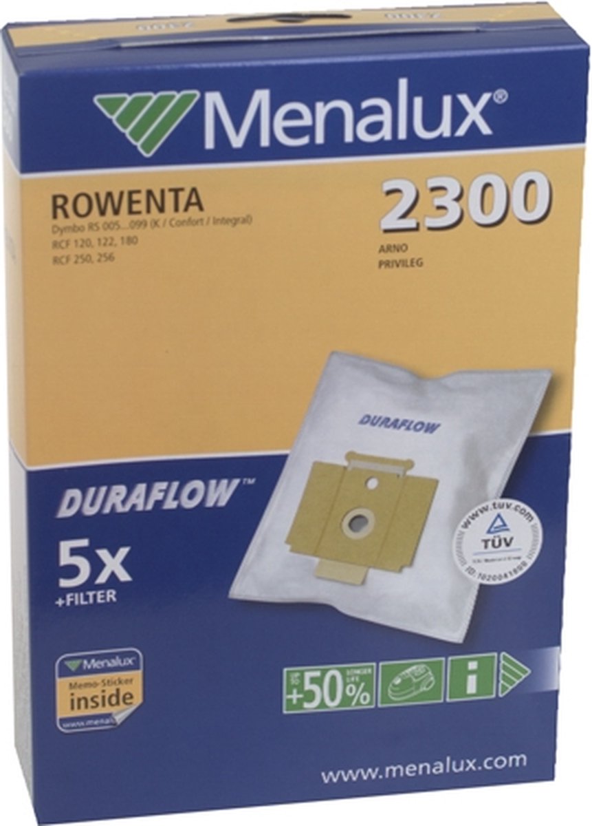 MENALUX STOFZUIGERZAK SYNTH ROWENTA DYMBO 2300 5 STUKS + FILTER - 9001961292