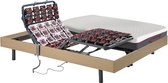 DREAMEA Elektrisch relaxbed met matras met vormgeheugen ATRIDE van DREAMEA - OKIN-motoren - eikenhout - 2 x 90 x 200 cm L 200 cm x H 35 cm x D 180 cm