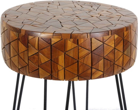 Table d'appoint en teck Sophie avec pieds en épingle à cheveux