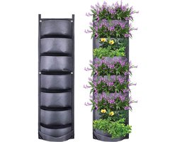 Verticale tuin muur hangende plantenbakken - 7 zakken - zwart - ideaal voor appartementen en tuinen